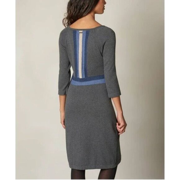 NWT PrAna Yarrah Dress, Medium, Dark Gray Blue Tan Organic Cotton, Toggle - Picture 2 of 15